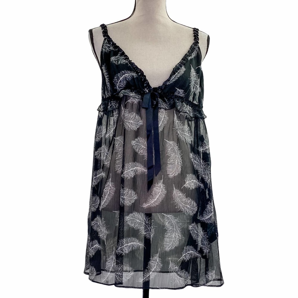 CYNTHIA Rowley Feather Print Chemise Slip